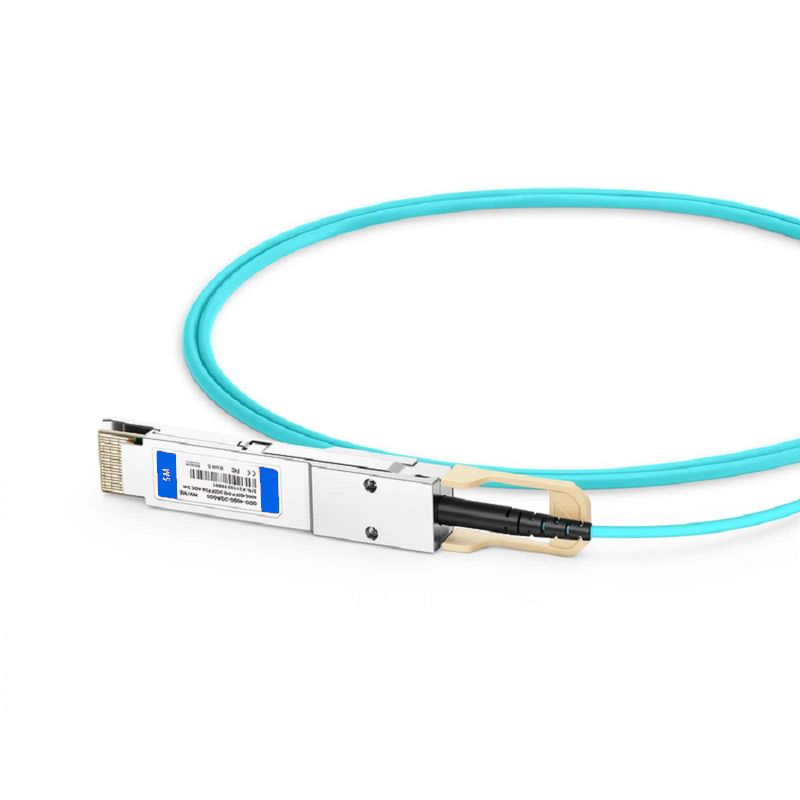 FyberOptix 2m (7ft) 200G QSFP56 4 x 50G PAM4 to 2 x 100G QSFP28 4 x 25G NRZ Active Breakout Optical Cable forFOSwitches
