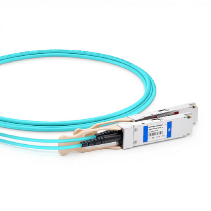 FyberOptix 15m (49ft) 200G QSFP56 4 x 50G PAM4 to 2 x 100G QSFP28 4 x 25G NRZ Active Breakout Optical Cable forFOSwitches