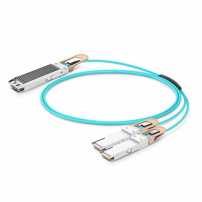 FyberOptix 3m (10ft) Arista Networks Compatible 400G OSFP 8 x 50G PAM4 Finned Top to 2 x 200G QSFP56 4 x 50G PAM4 Active Optical Breakout Cable