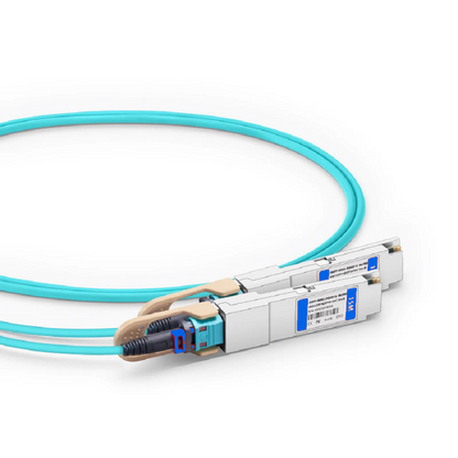 FyberOptix 3m (10ft) Arista Networks Compatible 400G OSFP 8 x 50G PAM4 Finned Top to 2 x 200G QSFP56 4 x 50G PAM4 Active Optical Breakout Cable