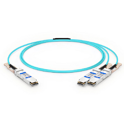 FyberOptix 20m (66ft) NVIDIA/Mellanox MFS1S50-V020E Compatible 200G QSFP56 4 x 50G PAM4 to 2 x 100G QSFP56 2 x 50G PAM4 Ethernet Active Optical Breakout Cable for QM8790/8700 Switches and ConnectX-6 HCA