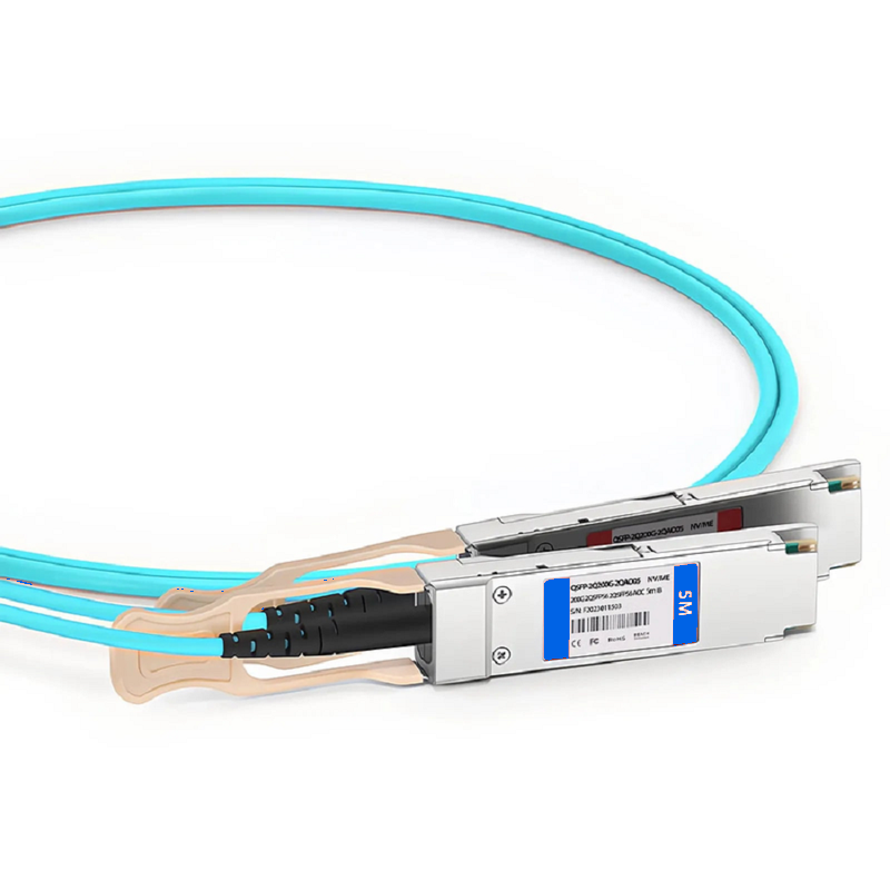 FyberOptix 20m (66ft) NVIDIA/Mellanox MFS1S50-V020E Compatible 200G QSFP56 4 x 50G PAM4 to 2 x 100G QSFP56 2 x 50G PAM4 Ethernet Active Optical Breakout Cable for QM8790/8700 Switches and ConnectX-6 HCA