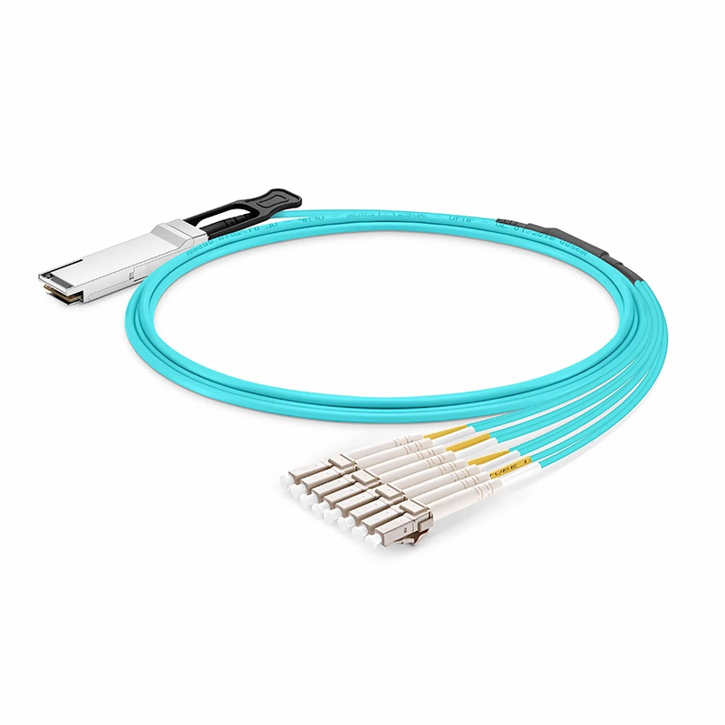 FyberOptix 15m (49ft) HW Compatible 100G QSFP28 4 x 25G NRZ to 4 Duplex LC 25G NRZ Active Optical Breakout Cable