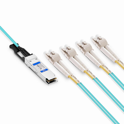 FyberOptix 15m (49ft) HW Compatible 100G QSFP28 4 x 25G NRZ to 4 Duplex LC 25G NRZ Active Optical Breakout Cable