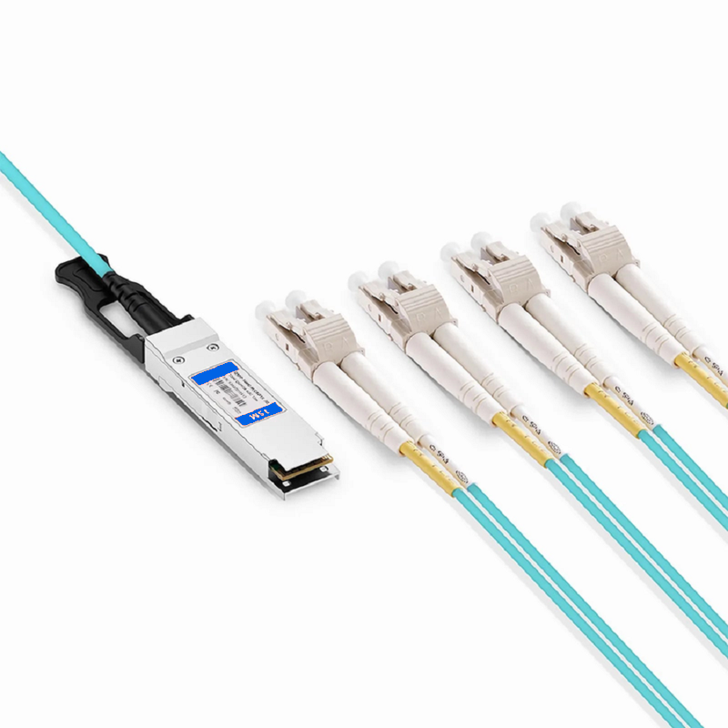 FyberOptix 15m (49ft) Cisco Compatible 100G QSFP28 4 x 25G NRZ to 4 Duplex LC 25G NRZ Active Optical Breakout Cable