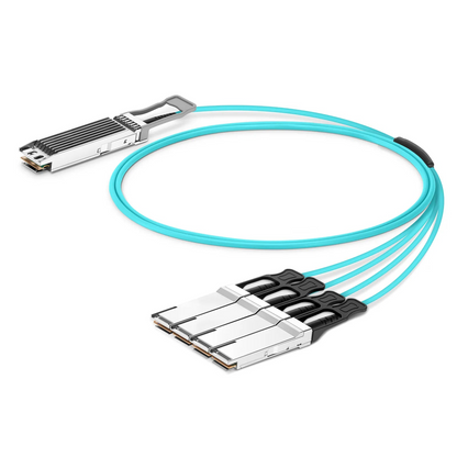 FyberOptix 5m (16ft) Arista Networks Compatible 400G OSFP 8 x 50G PAM4 Finned Top to 4 x 100G QSFP28 4 x 25G NRZ Active Optical Breakout Cable