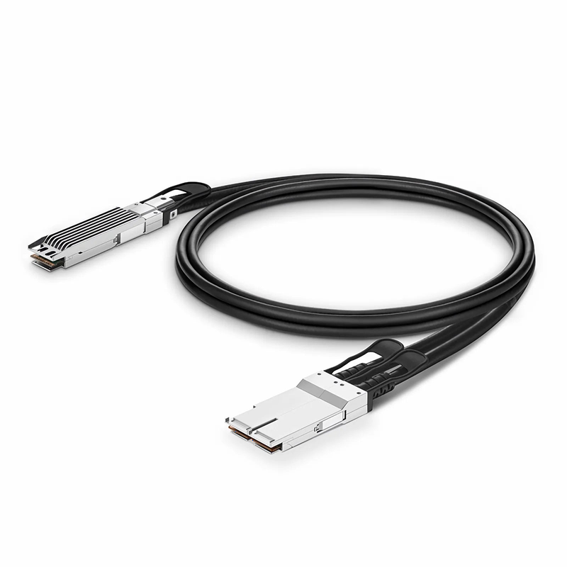 FyberOptix 1m (3ft) Generic Compatible 400G OSFP 8 x 50G PAM4 Finned Top to 2 x 200G QSFP56 4 x 50G PAM4 Passive Direct Attach Copper Breakout Cable