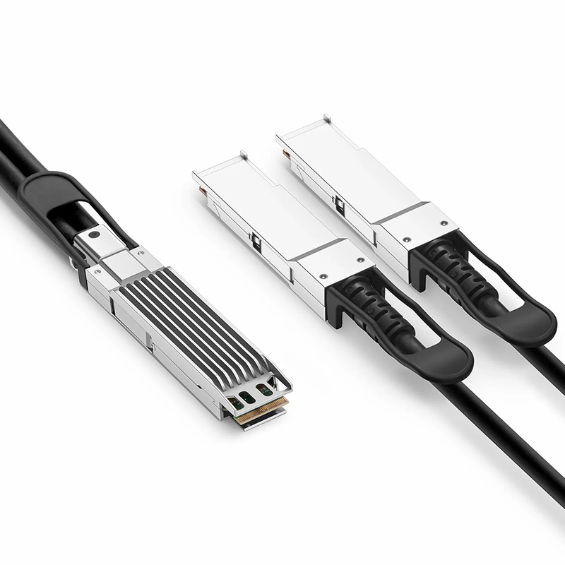 FyberOptix 2m (7ft) Generic Compatible 800G OSFP 8 x 100G PAM4 Finned Top to 2 x 400G QSFP112 4 x 100G PAM4 Passive Direct Attach Copper Breakout Cable