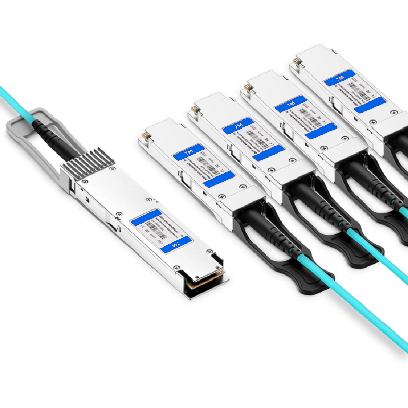 FyberOptix 1m (3ft) Generic Compatible 200G QSFP56 4 x 50G PAM4 to 4 x 50G SFP56 50G PAM4 Active Optical Breakout Cable
