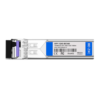 FyberOptix Cisco Compatible 1000BASE-BX-U SFP BiDi 1490nm-TX/1550nm-RX 160km DOM Simplex LC/UPC SMF Optical Transceiver Module