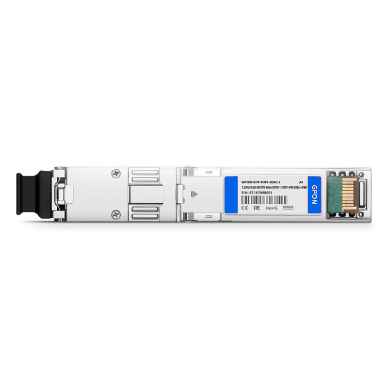 FyberOptix Arista Compatible GPON OLT Stick with MAC SFP 1490nm-Tx/1310nm-Rx 2.488G-Tx/1.244G-Rx Class C+ 20km DOM Simplex SC/UPC SMF Optical Transceiver Module (Industrial)