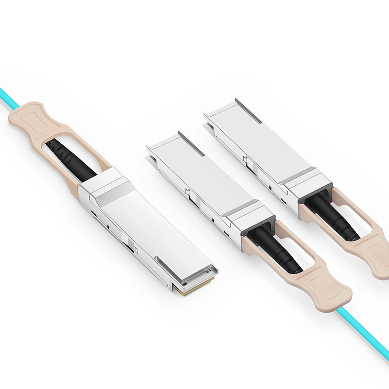 FyberOptix 3m (10ft) NVIDIA/Mellanox MFS1S50-H003V Compatible 200G QSFP56 4 x 50G PAM4 to 2 x 100G QSFP56 2 x 50G PAM4 InfiniBand HDR Active Optical Breakout Cable for Quantum Switches and ConnectX-6 HCA