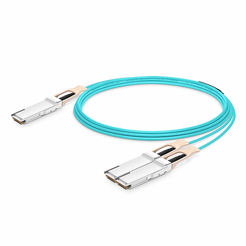 FyberOptix 15m (49ft) NVIDIA/Mellanox MFS1S50-H015V Compatible 200G QSFP56 4 x 50G PAM4 to 2 x 100G QSFP56 2 x 50G PAM4 InfiniBand HDR Active Optical Breakout Cable for Quantum Switches and ConnectX-6 HCA