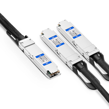 FyberOptix 2m (7ft) 800G OSFP 8 x 100G PAM4 Finned Top to 2 x 400G OSFP 4 x 100G PAM4 Flat Top Passive Direct Attach Copper Breakout Cable forFOSwitches