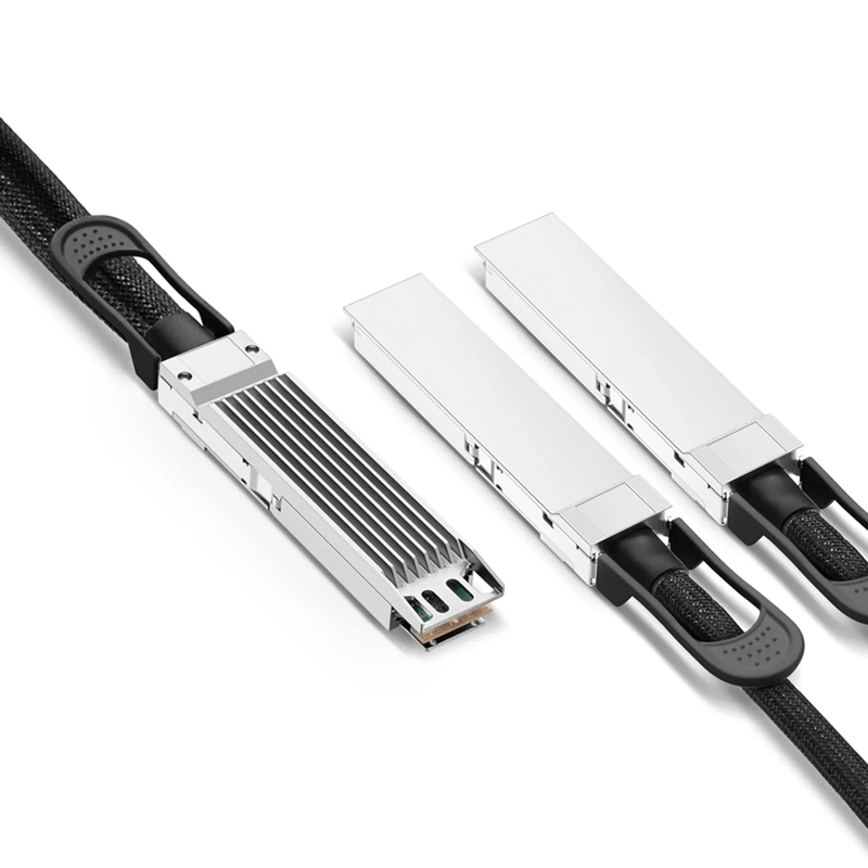 FyberOptix 2m (7ft) 800G OSFP 8 x 100G PAM4 Finned Top to 2 x 400G OSFP 4 x 100G PAM4 Flat Top Passive Direct Attach Copper Breakout Cable forFOSwitches
