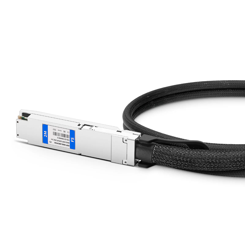 FyberOptix 2m (7ft) 800G OSFP 8 x 100G PAM4 Finned Top to 2 x 400G OSFP 4 x 100G PAM4 Flat Top Passive Direct Attach Copper Breakout Cable forFOSwitches