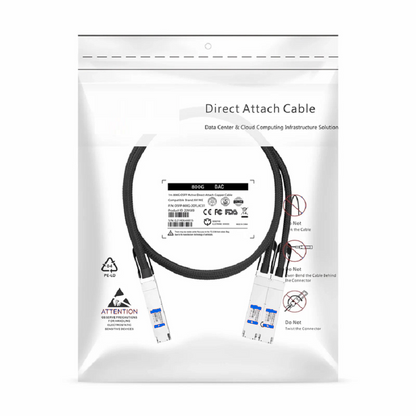 FyberOptix 2m (7ft) 800G OSFP 8 x 100G PAM4 Finned Top to 2 x 400G OSFP 4 x 100G PAM4 Flat Top Passive Direct Attach Copper Breakout Cable forFOSwitches