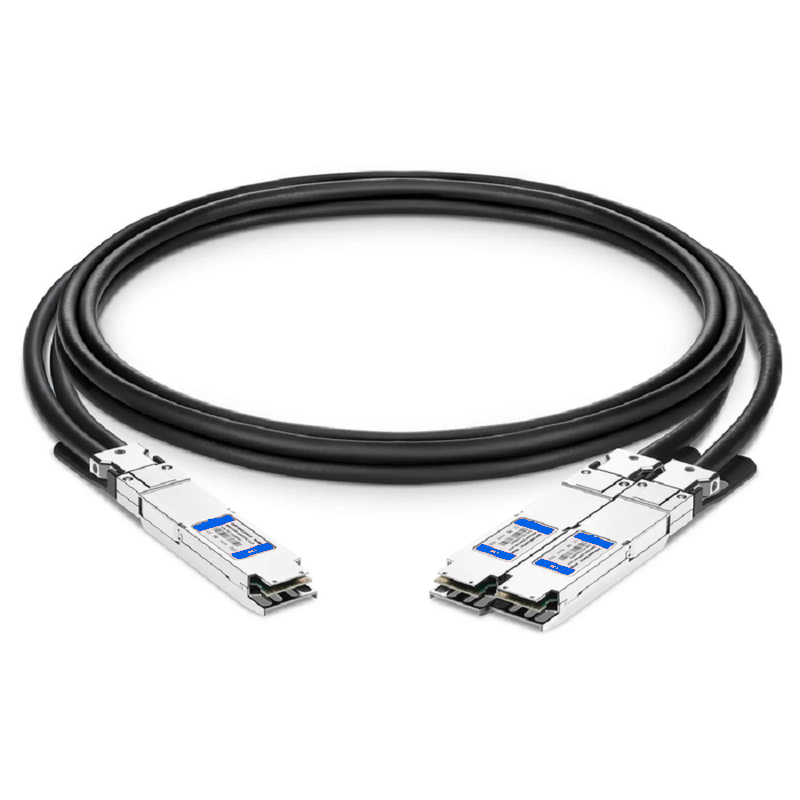 FyberOptix 2m (7ft) NVIDIA/Mellanox MCP7Y00-N002 Compatible 800G OSFP 8 x 100G PAM4 Finned Top to 2 x 400G OSFP 4 x 100G PAM4 Flat Top Ethernet Passive Direct Attach Copper Breakout Cable