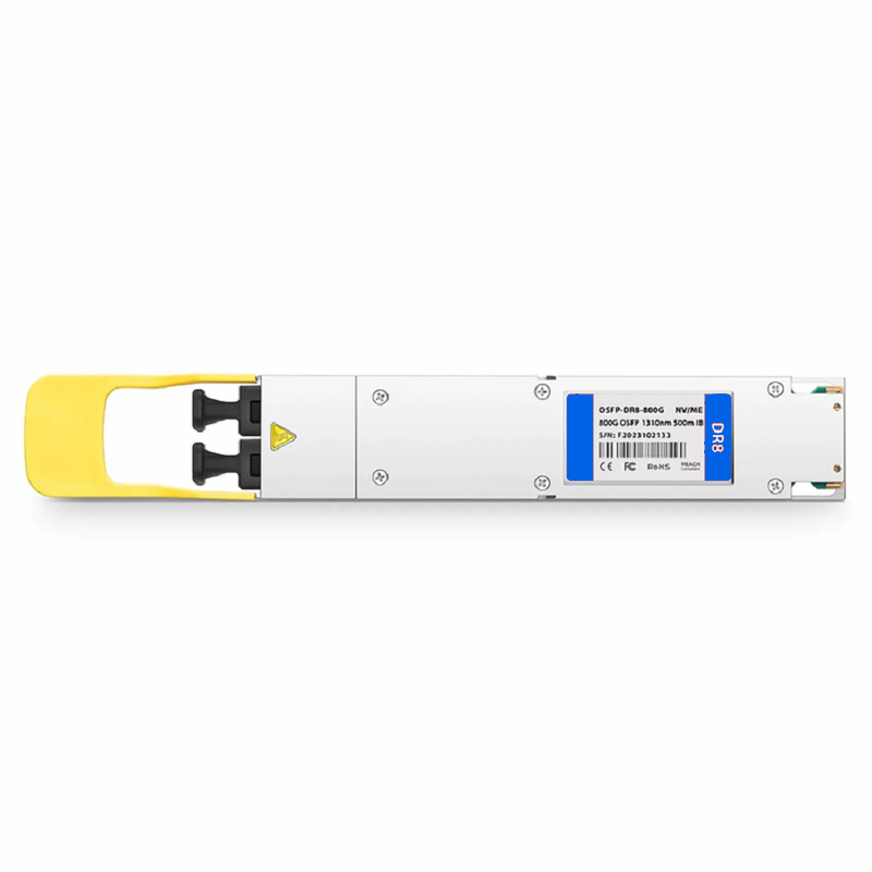 FyberOptix NVIDIA/Mellanox MMS4X00-NM16 Compatible 800GBASE-DR8 OSFP Finned Top 8 x 100G PAM4 1310nm 500m DOM MPO-16/APC SMF Ethernet Optical Transceiver Module, Breakout to 2 x 400G-DR4 and 8 x 100G-DR