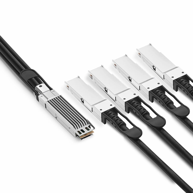 FyberOptix 2m (7ft) Arista Compatible 400G OSFP Finned Top to 4 x 100G QSFP56 2 x 50G PAM4 Passive Direct Attach Copper Breakout Cable