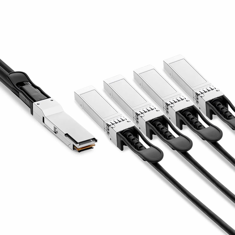 FyberOptix 3m (10ft) Generic Compatible 200G QSFP56 4 x 50G PAM4 to 4 x 50G SFP56 50G PAM4 Passive Direct Attach Copper Breakout Cable
