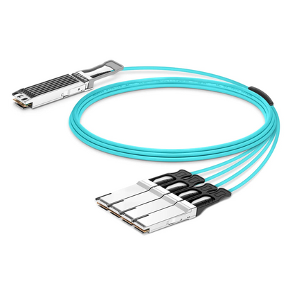 FyberOptix 15m (49ft) Arista Networks Compatible 400G OSFP 8 x 50G PAM4 Finned Top to 4 x 100G QSFP28 4 x 25G NRZ Active Optical Breakout Cable