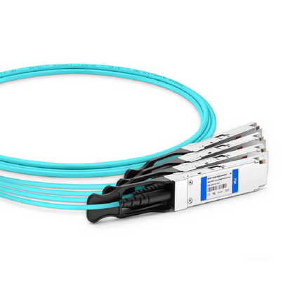 FyberOptix 2m (7ft) Arista Networks Compatible 400G OSFP 8 x 50G PAM4 Finned Top to 4 x 100G QSFP28 4 x 25G NRZ Active Optical Breakout Cable