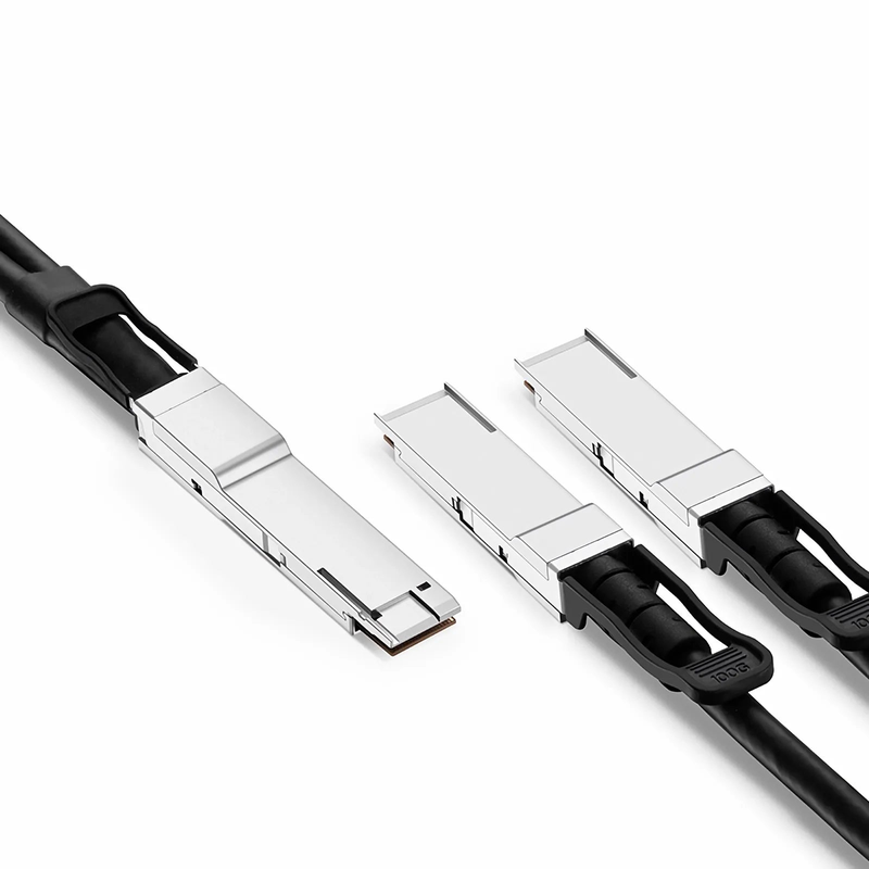FyberOptix 1m (3ft) Juniper Networks QDD-2X100G-1M Compatible 200G QSFP-DD 8 x 25G NRZ to 2 x 100G QSFP28 4 x 25G NRZ Passive Direct Attach Copper Breakout Cable