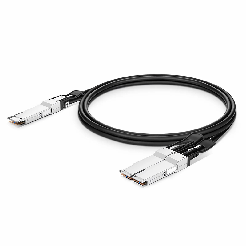 FyberOptix 3m (10ft) Generic Compatible 400G QSFP-DD 8 x 50G PAM4 to 2 x 200G QSFP56 4 x 50G PAM4 Passive Direct Attach Copper Breakout Cable