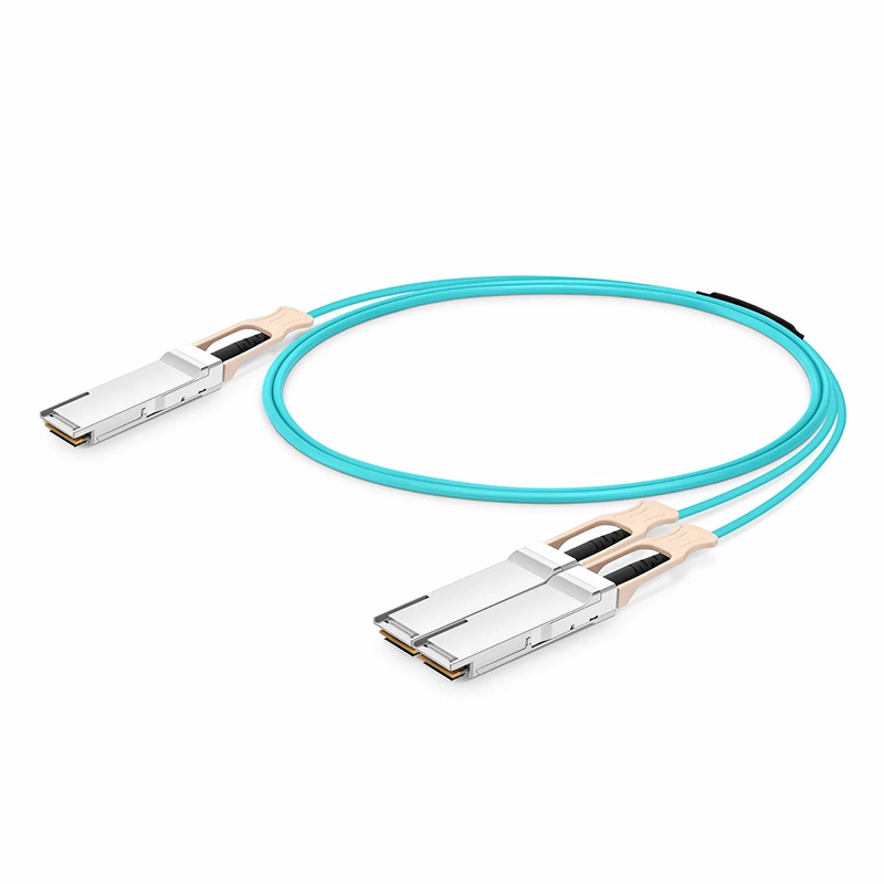 FyberOptix 3m (10ft) NVIDIA/Mellanox MFS1S50-V003E Compatible 200G QSFP56 4 x 50G PAM4 to 2 x 100G QSFP56 2 x 50G PAM4 Ethernet Active Optical Breakout Cable for QM8790/8700 Switches and ConnectX-6 HCA