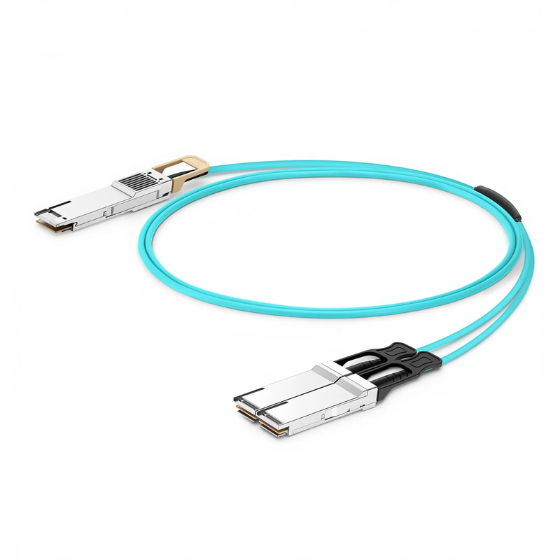 FyberOptix 3m (10ft) HPE Aruba Compatible 400G QSFP-DD 8 x 50G PAM4 to 2 x 200G QSFP56 4 x 50G PAM4 Active Optical Breakout Cable
