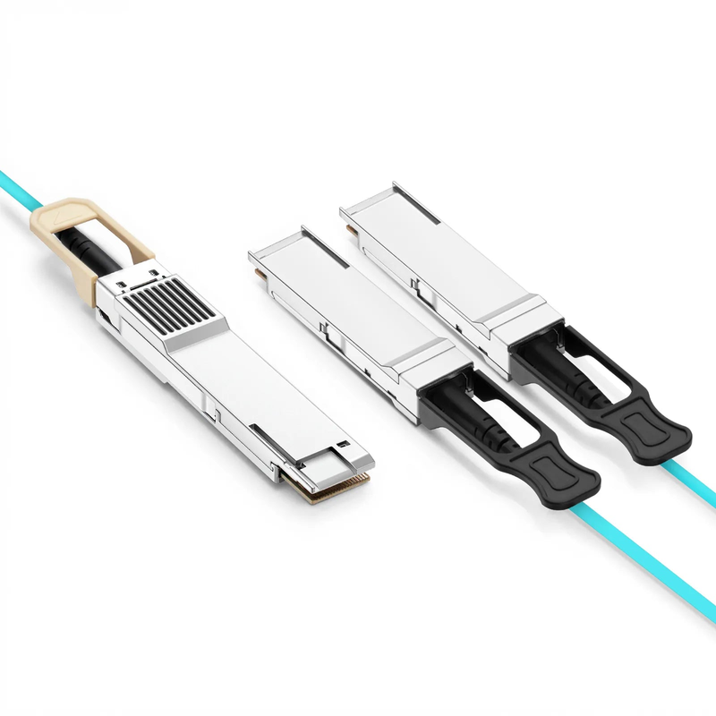 FyberOptix 3m (10ft) HW QSFP-DD-2QSFP200G-AOC3M Compatible 400G QSFP-DD 8 x 50G PAM4 to 2 x 200G QSFP56 4 x 50G PAM4 Ethernet Active Optical Breakout Cable