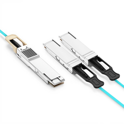 FyberOptix 3m (10ft) HW QSFP-DD-2QSFP200G-AOC3M Compatible 400G QSFP-DD 8 x 50G PAM4 to 2 x 200G QSFP56 4 x 50G PAM4 Ethernet Active Optical Breakout Cable
