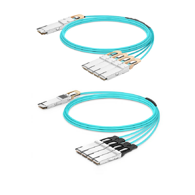 FyberOptix 30m (98ft) 400G QSFP-DD 8 x 50G PAM4 to 4 x 100G QSFP56 2 x 50G PAM4 Active Optical Breakout Cable forFOSwitches