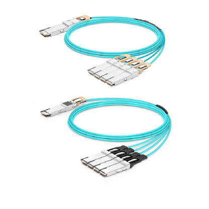 FyberOptix 30m (98ft) 400G QSFP-DD 8 x 50G PAM4 to 4 x 100G QSFP56 2 x 50G PAM4 Active Optical Breakout Cable forFOSwitches