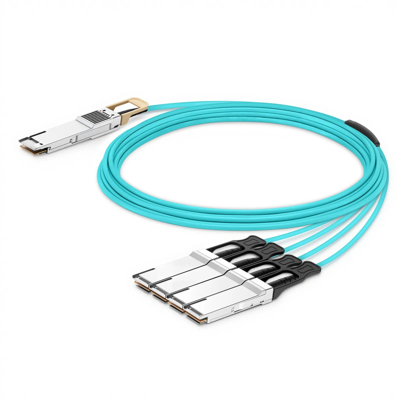 FyberOptix 30m (98ft) Generic Compatible 400G QSFP-DD 8 x 50G PAM4 to 4 x 100G QSFP56 2 x 50G PAM4 Active Optical Breakout Cable