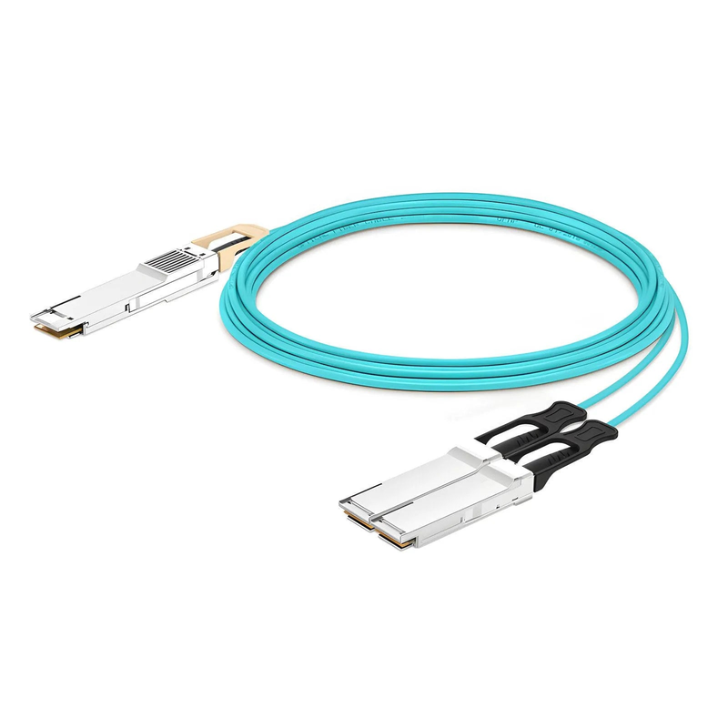 FyberOptix 30m (98ft) Generic Compatible 200G QSFP-DD 8 x 25G NRZ to 2 x 100G QSFP28 4 x 25G NRZ Active Optical Breakout Cable