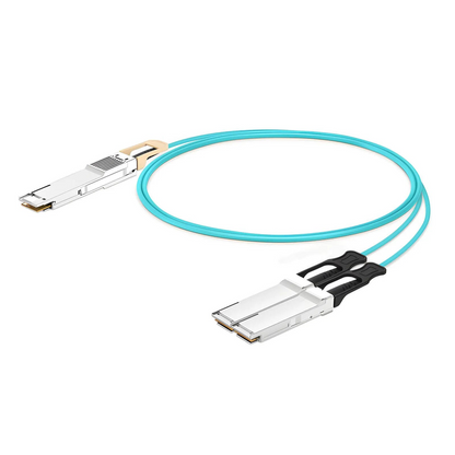 FyberOptix 1m (3ft) Generic Compatible 200G QSFP-DD 8 x 25G NRZ to 2 x 100G QSFP28 4 x 25G NRZ Active Optical Breakout Cable
