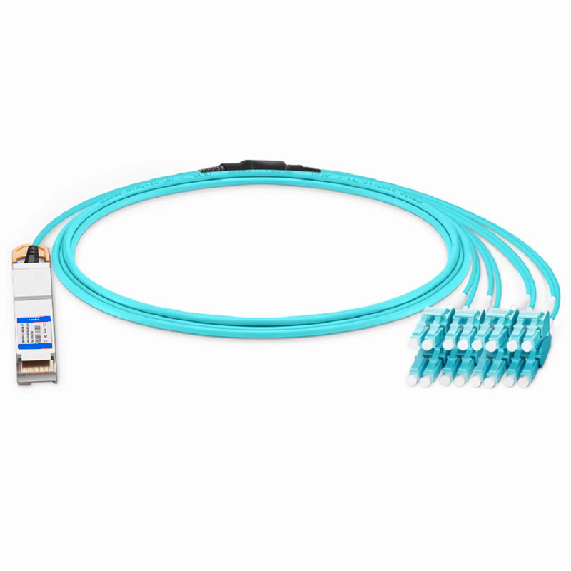 FyberOptix 30m (98ft) Generic Compatible 200G QSFP-DD 8 x 25G NRZ to 8 x 25G LC Duplex Active Optical Breakout Cable