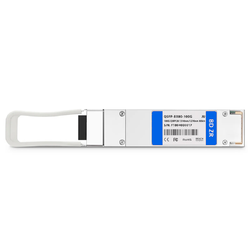 FyberOptix Generic Compatible 100GBASE-BX80-D QSFP28 BiDi 4 x 25G NRZ 1310nm-TX/1270nm-RX 80km DOM Simplex LC/UPC SMF Optical Transceiver Module
