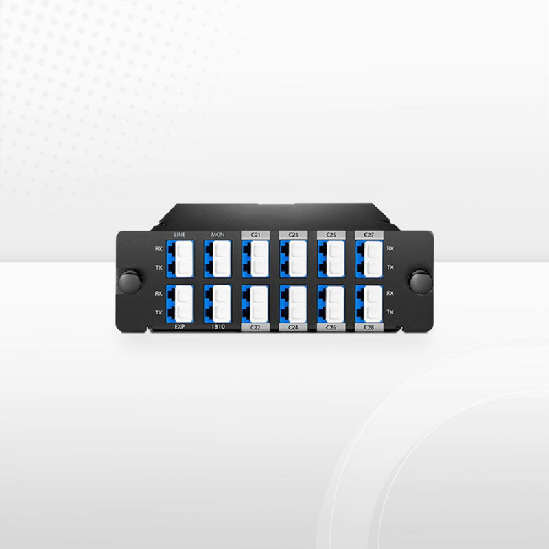 FyberOptix 8 Channels DWDM Mux Demux, 100GHz C21-C28, with Monitor, Expansion and 1310nm Port, 2.4dB Typical IL, LC/UPC, Dual Fiber, High Density, FHDA Plug-in Module