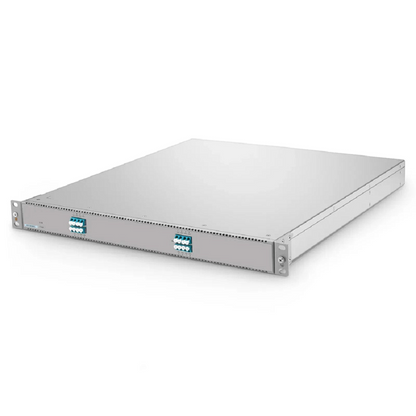 FyberOptix D5110-M04EC-E-ZR+, 4 Channel 100G Active DWDM Multiplexer for Open Line Systems, C21, 4 x 100G QSFP28, Dual Fiber, 1U Rack Mount, 0-120km, Support AmpCon-T/WebGUI Network Management
