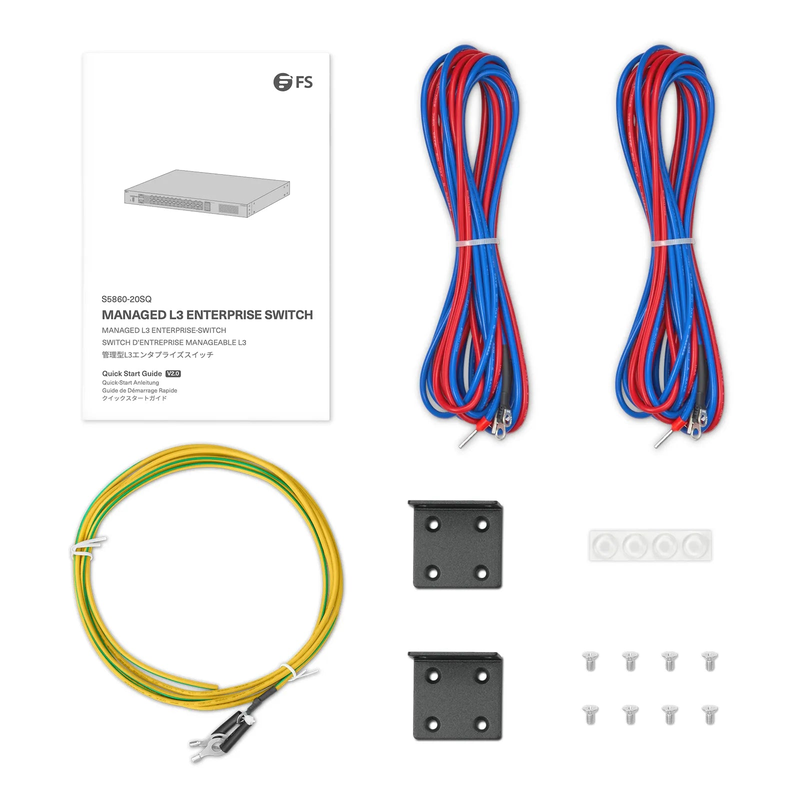 FyberOptix S5860-20SQ, 24-Port Ethernet L3 Switch, 20 x 10Gb SFP+, with 4 x 25Gb SFP28 and 2 x 40Gb QSFP+, Support Stacking, Broadcom Chip, Dual DC PSUs