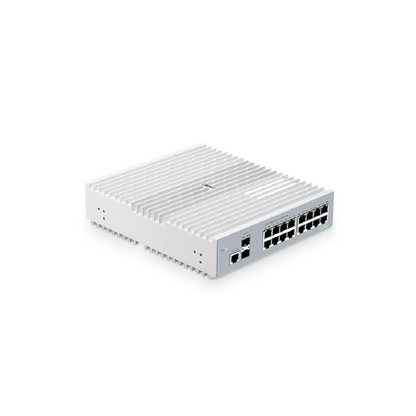 FyberOptix S3100-16TMS-P, 16-Port Gigabit Ethernet L2+ PoE+ Switch, 6 x PoE+ Ports, 2 x 5Gb PoE+ Ports@125W, 10 x 1Gb RJ45, with 2 x 10Gb SFP+ Uplinks, Broadcom Chip, Fanless