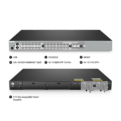FyberOptix S5810-48TS, 48-Port Gigabit Ethernet L3 Switch, 48 x Gigabit RJ45, with 4 x 10Gb SFP+ Uplinks, Stackable Switch, Broadcom Chip