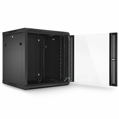 FyberOptix 12U GW600-Series 19" 4-Rails Wall Mount Cabinet with Glass Front Door