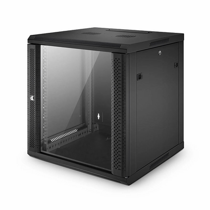 FyberOptix 12U GW600-Series 19" 4-Rails Wall Mount Cabinet with Glass Front Door