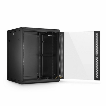 FyberOptix 15U GW600-Series 19" 4-Post Wall Mount Cabinet with Glass Front Door