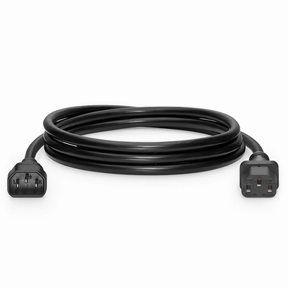 FyberOptix 12ft (3.7m) IEC320 C14 to IEC320 C13 18AWG 250V/10A Power Extension Cord, Black