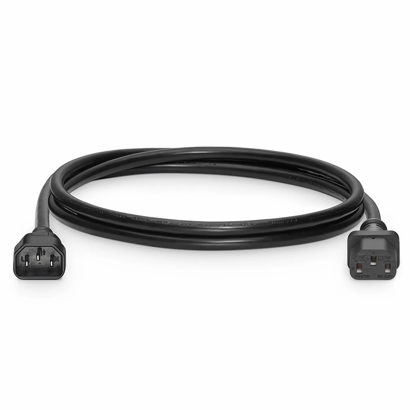 FyberOptix 6ft (1.8m) IEC60320 C14 to IEC60320 C13 Heavy-Duty 14AWG 250V/15A Power Extension Cord, Black